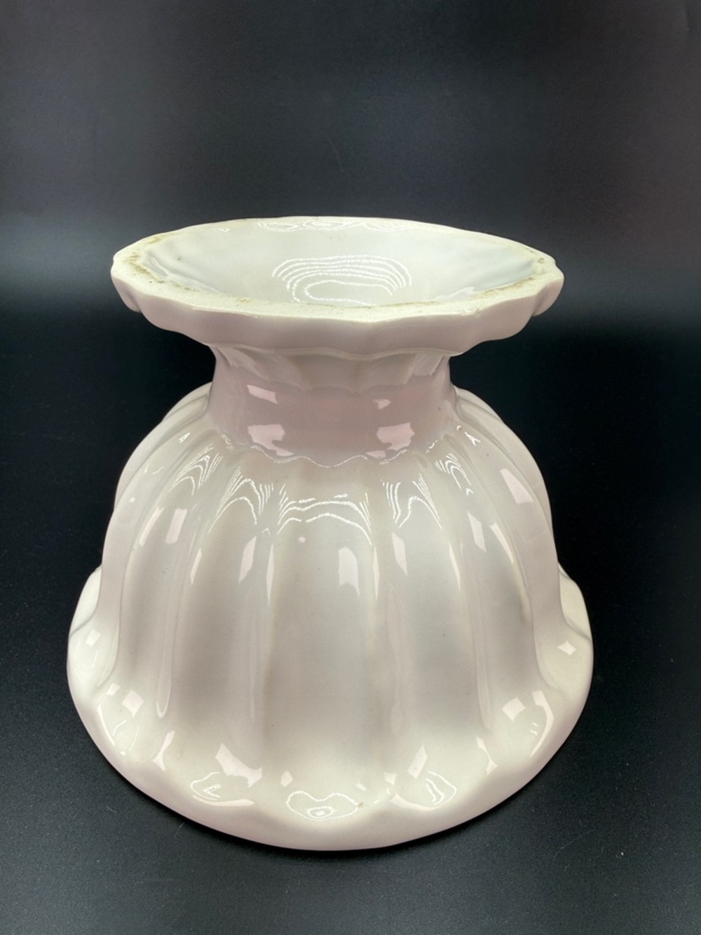 Vintage White Ironstone Ceramic Scalloped Pedestal Bowl Compote - Picture 4 of 7